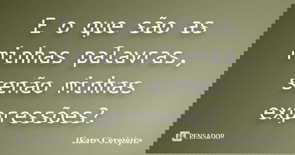 E o que são as minhas palavras, senão minhas expressões?... Frase de Ikaro Cerejeira.