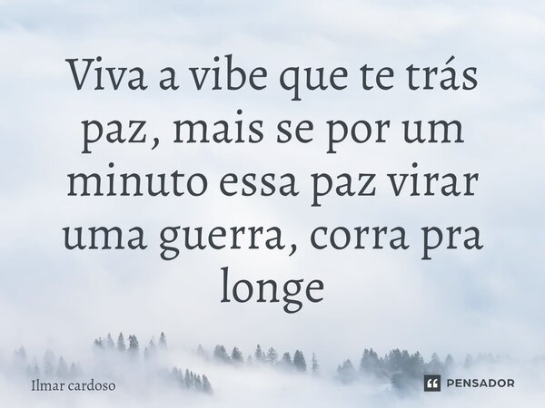 Viva a vibe que te trás paz, mais se por um minuto essa paz virar uma guerra, corra pra longe... Frase de Ilmar cardoso.