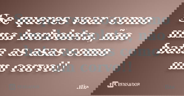 Se queres voar como uma borboleta, não bata as asas como um corvo!!... Frase de Ilza.
