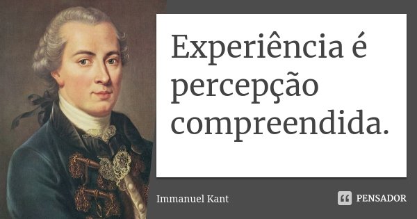 Experiência é percepção compreendida.... Frase de Immanuel Kant.