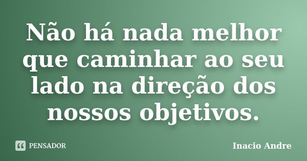 Não há nada melhor que caminhar ao seu lado na direção dos nossos objetivos.... Frase de Inacio Andre.