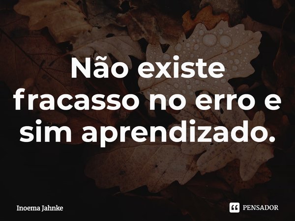 ⁠Não existe fracasso no erro e sim aprendizado.... Frase de Inoema Jahnke.