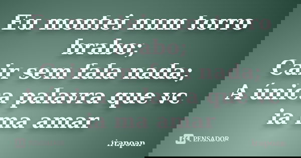 Eu montei num torro brabo; Cair sem fala nada; A única palavra que vc ia ma amar... Frase de irapoan.