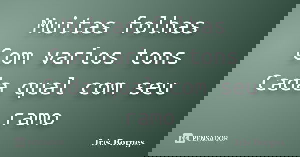 Muitas folhas Com varios tons Cada qual com seu ramo... Frase de Iris Borges.