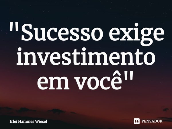 ⁠"Sucesso exige investimento em você"... Frase de Irlei Hammes Wiesel.