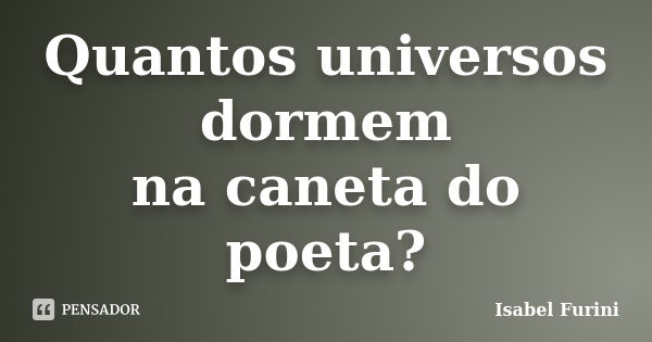 Quantos universos dormem na caneta do poeta?... Frase de Isabel Furini.