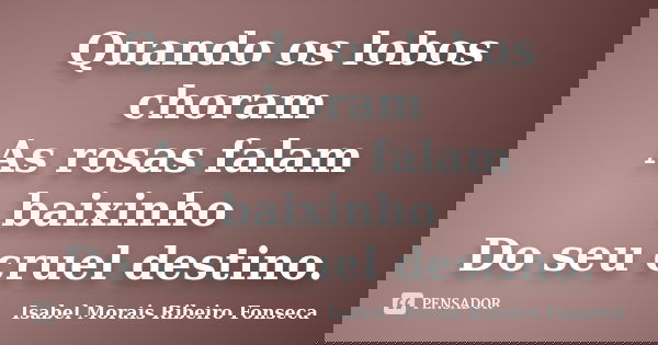 Quando os lobos choram As rosas falam baixinho Do seu cruel destino.... Frase de Isabel Morais Ribeiro Fonseca.