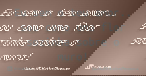 Eu sem o teu amor.. sou como uma flor sozinha sobre o muro!... Frase de IsabelRibeiroFonseca.