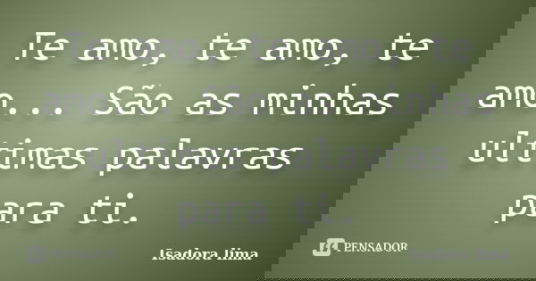 Te amo, te amo, te amo... São as minhas ultimas palavras para ti.... Frase de Isadora lima.