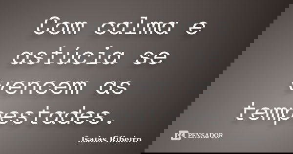 Com calma e astúcia se vencem as tempestades.... Frase de isaías Ribeiro.