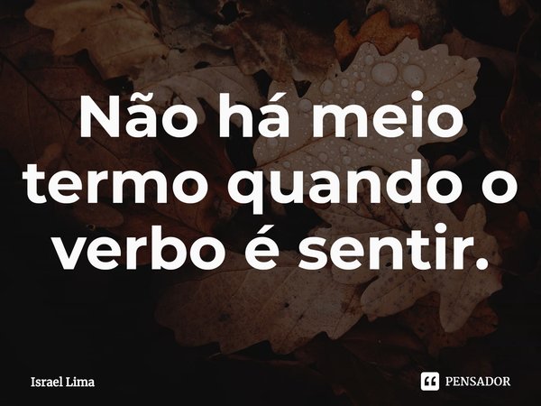 ⁠Não há meio termo quando o verbo é sentir.... Frase de Israel Lima.