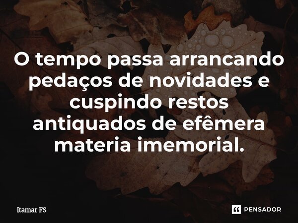 ⁠O tempo passa arrancando pedaços de novidades e cuspindo restos antiquados de efêmera materia imemorial.... Frase de Itamar FS.
