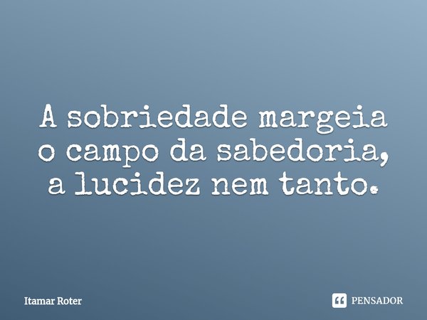 ⁠A sobriedade margeia o campo da sabedoria, a lucidez nem tanto.... Frase de Itamar Roter.