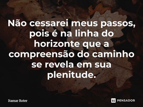 ⁠Não cessarei meus passos, pois é na linha do horizonte que a compreensão do caminho se revela em sua plenitude.... Frase de Itamar Roter.