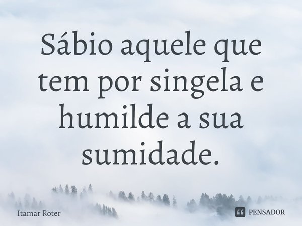 ⁠⁠Sábio aquele que tem por singela e humilde a sua sumidade.... Frase de Itamar Roter.