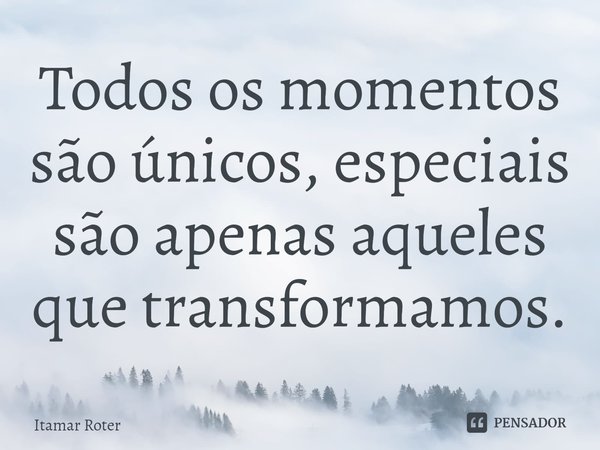 ⁠Todos os momentos são únicos, especiais são apenas aqueles que transformamos.... Frase de Itamar Roter.
