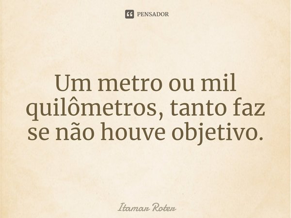 Um metro ou mil quilômetros, tanto faz se não houve objetivo.⁠... Frase de Itamar Roter.