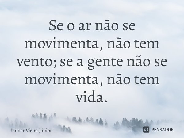 ⁠Se o ar não se movimenta, não tem vento; se a gente não se movimenta, não tem vida.... Frase de Itamar Vieira Júnior.