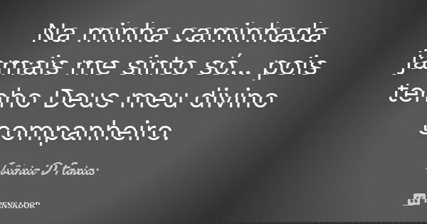 Na minha caminhada jamais me sinto só... pois tenho Deus meu divino companheiro.... Frase de Ivânia D Farias.