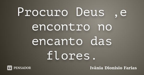 Procuro Deus ,e encontro no encanto das flores.... Frase de Ivânia Dionisio Farias.