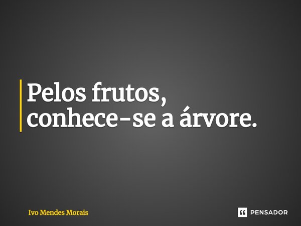 Pelos frutos, conhece-se a árvore.... Frase de Ivo Mendes Morais.