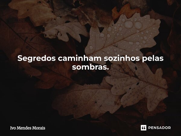 Segredos caminham sozinhos pelas sombras.... Frase de Ivo Mendes Morais.