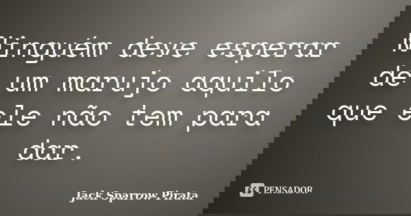 Ninguém deve esperar de um marujo aquilo que ele não tem para dar.... Frase de Jack Sparrow Pirata.