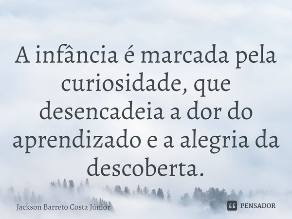 ⁠A infância é marcada pela curiosidade, que desencadeia a dor do aprendizado e a alegria da descoberta.... Frase de Jackson Barreto Costa Júnior.