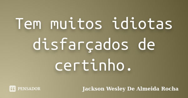 Tem muitos idiotas disfarçados de certinho.... Frase de Jackson Wesley De Almeida Rocha.