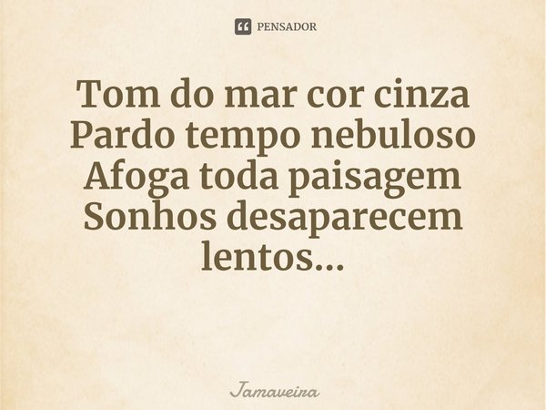 ⁠Tom do mar cor cinza
Pardo tempo nebuloso
Afoga toda paisagem
Sonhos desaparecem lentos...... Frase de Jamaveira.