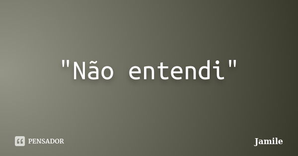 "Não entendi"... Frase de Jamile.