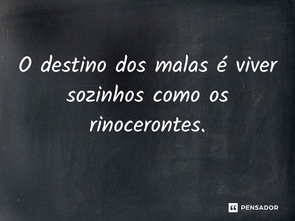 ⁠O destino dos malas é viver sozinhos como os rinocerontes.... Frase de Jane Silva.