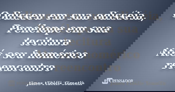 Odisseu em sua odisséia, Penélope em sua tecitura Até seu homérico reencontro... Frase de Janes Fidélis Tomelin.