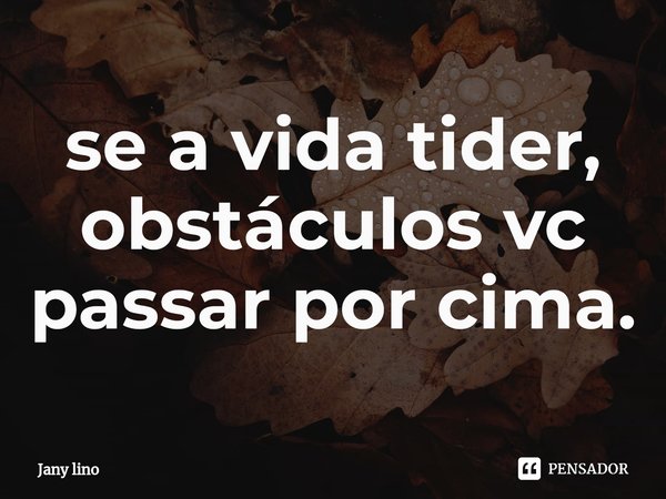 ⁠Se a vida tiver obstáculos, vc passa por cima.... Frase de Jany lino.