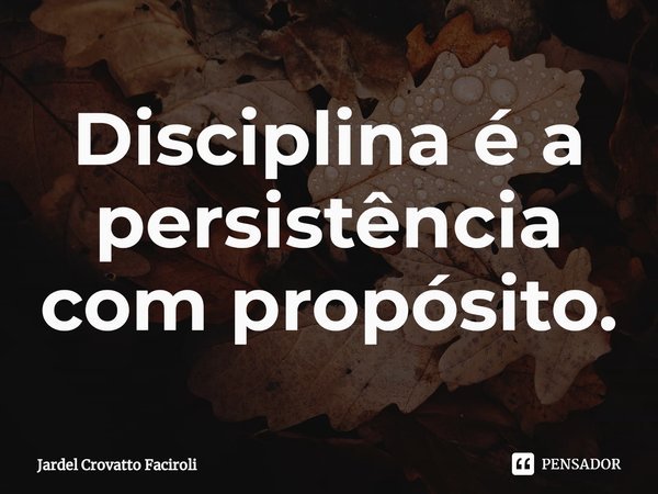 ⁠Disciplina é a persistência com propósito.... Frase de Jardel Crovatto Faciroli.