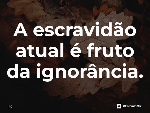 ⁠A escravidão atual é fruto da ignorância.... Frase de J.C.