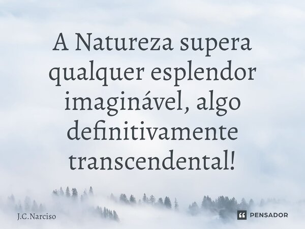 ⁠A Natureza supera qualquer esplendor imaginável, algo definitivamente transcendental!... Frase de J.C.Narciso.