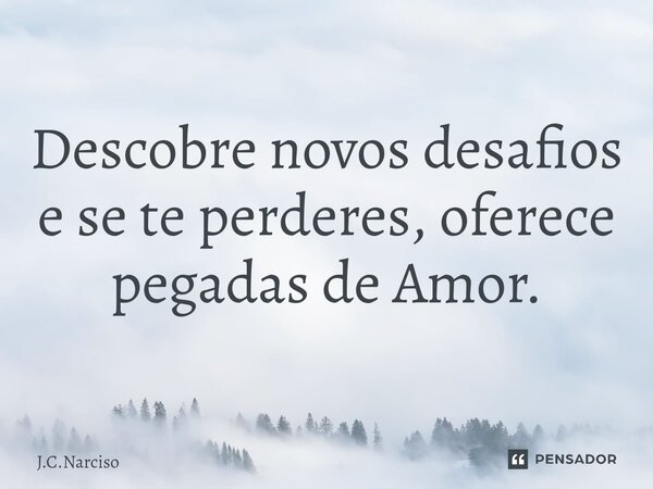 ⁠Descobre novos desafios e se te perderes, oferece pegadas de Amor.... Frase de J.C.Narciso.