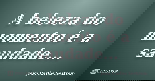 A beleza do momento é a saudade...... Frase de Jean Carlos Sestrem.