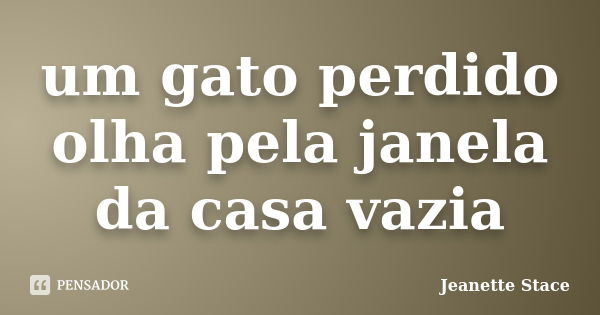 um gato perdido
olha pela janela
da casa vazia... Frase de Jeanette Stace.