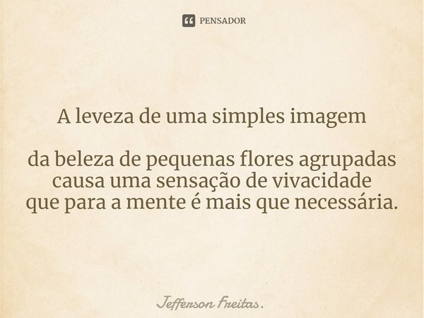 A leveza de uma simples imagem
da beleza de pequenas flores agrupadas
causa uma sensação de vivacidade
que para a mente é mais que necessária.... Frase de Jefferson Freitas..