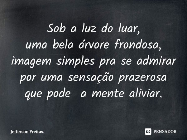 ⁠Sob a luz do luar, uma bela árvore frondosa, imagem simples pra se admirar por uma sensação prazerosa que pode a mente aliviar.... Frase de Jefferson Freitas..