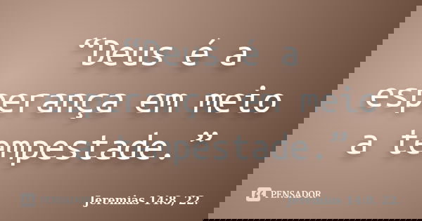 “Deus é a esperança em meio a tempestade.”... Frase de Jeremias 14:8, 22..