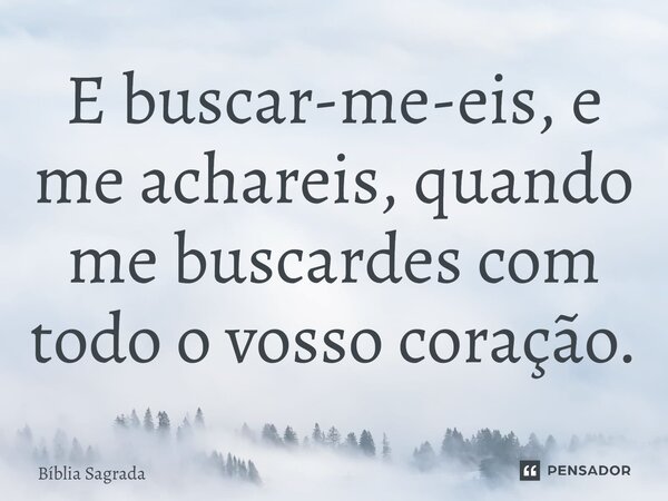 E buscar-me-eis, e me achareis, quando me buscardes com todo o vosso coração.... Frase de Bíblia Sagrada.