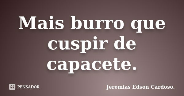 Mais burro que cuspir de capacete.... Frase de Jeremias Edson Cardoso..