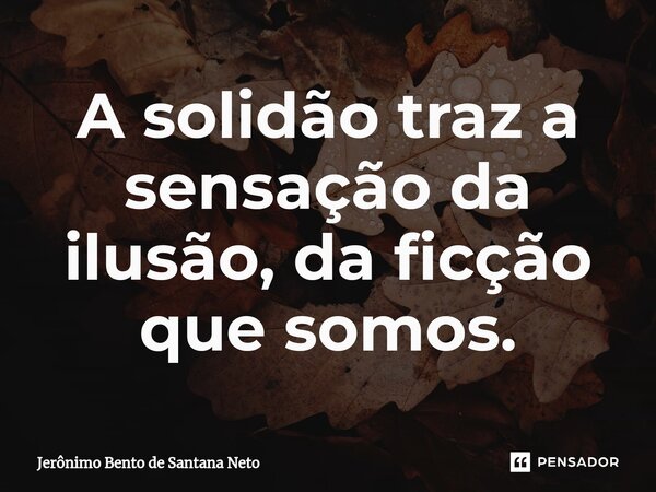 A solidão traz a sensação da ilusão, da ficção que somos.... Frase de Jerônimo Bento de Santana Neto.