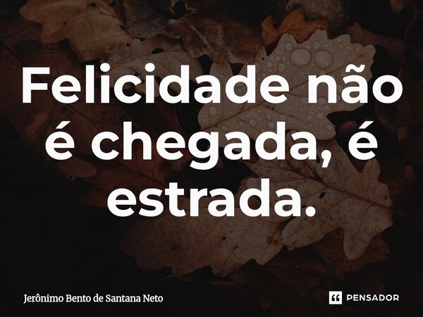 ⁠Felicidade não é chegada, é estrada.... Frase de Jerônimo Bento de Santana Neto.