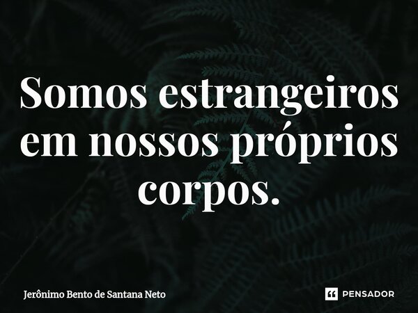 ⁠Somos estrangeiros em nossos próprios corpos.... Frase de Jerônimo Bento de Santana Neto.