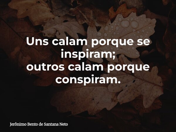 Uns calam porque se inspiram; outros calam porque conspiram.... Frase de Jerônimo Bento de Santana Neto.