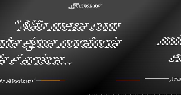 " Não mexa com minha égua norância ela é arisca...... Frase de Jesuíno Mandacarú.